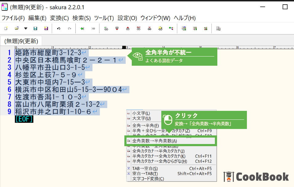 ひらがな カタカナ相互変換 Excel Cookbook